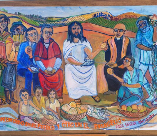 Pérez Esquivel regaló una pintura por los 50 años de los mártires